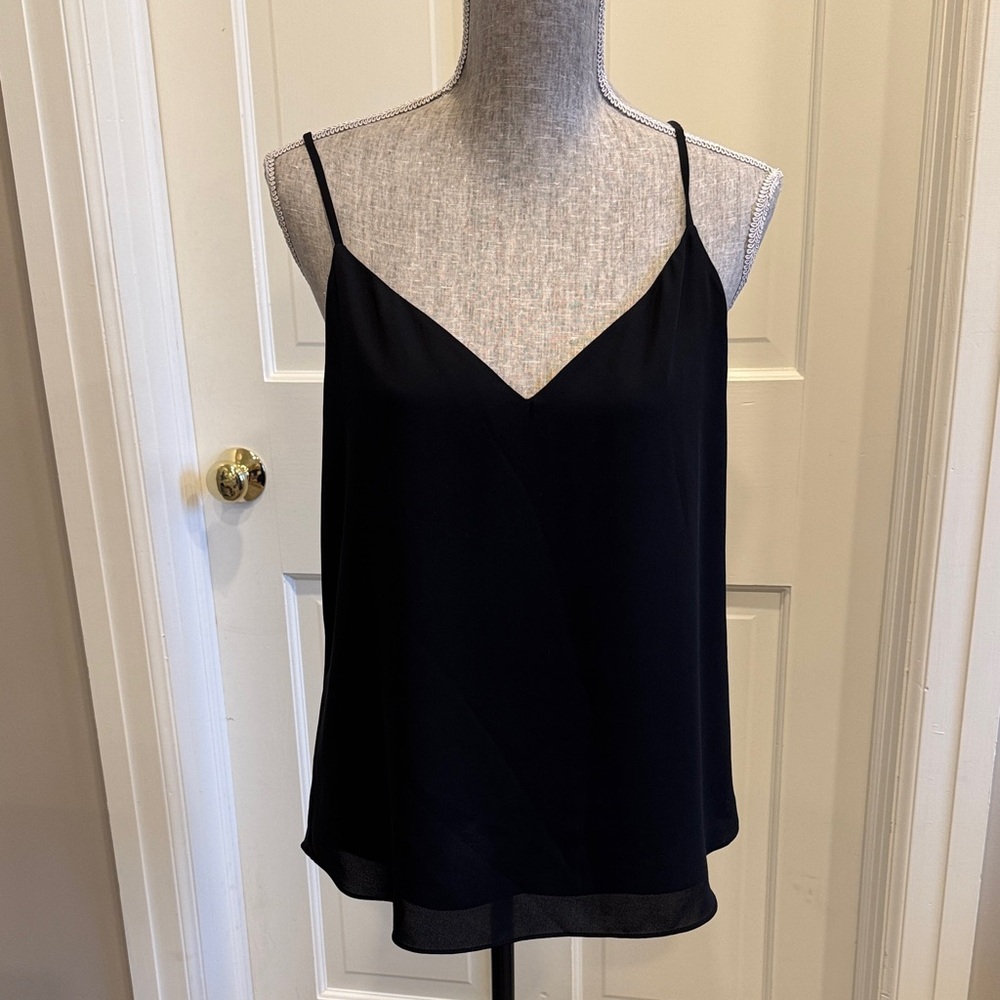 Babaton (Aritzia) Flowy Black V-Neck Tank Top Size M